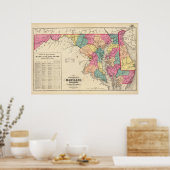 Nieuwe spoorwegkaart van de staten van Maryland Poster (Keuken)