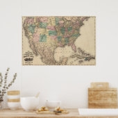 Nieuwe spoorwegkaart van de Verenigde Staten 3 Poster (Keuken)