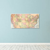 Nieuwe Spoorwegkaart van de Verenigde Staten Canvas Afdruk (Insitu (Houten vloer))