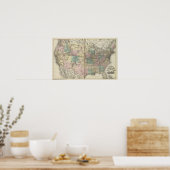 Nieuwe spoorwegkaart van de Verenigde Staten Poster (Keuken)