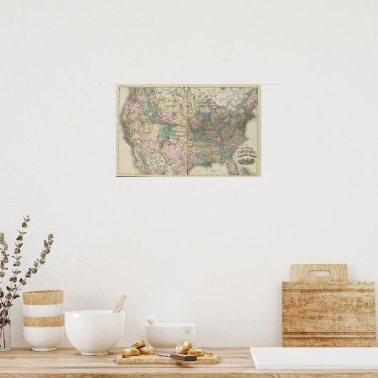 Nieuwe spoorwegkaart van de Verenigde Staten Poster (Keuken)