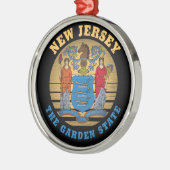 NIEUWE STAATSVLAG VAN JERSEY GARDEN METALEN ORNAMENT (Links)