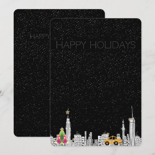 Nieuwe Stad Tekenen Vakantie Kerst Kaart (Voorkant / Achterkant)