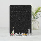 Nieuwe Stad Tekenen Vakantie Kerst Kaart (Staand voorkant)