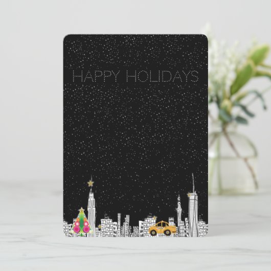 Nieuwe Stad Tekenen Vakantie Kerst Kaart (Staand voorkant)