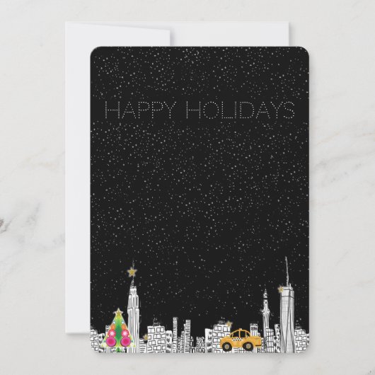 Nieuwe Stad Tekenen Vakantie Kerst Kaart (Voorkant)