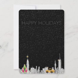 Nieuwe Stad Tekenen Vakantie Kerst Kaart