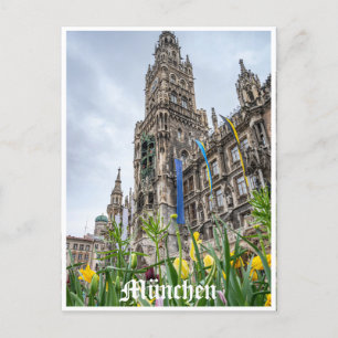 Nieuwe stadhuistoren in München, Duitsland Briefkaart