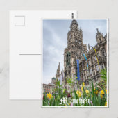 Nieuwe stadhuistoren in München, Duitsland Briefkaart (Voorkant / Achterkant)