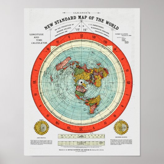 Nieuwe standaardkaart van de platte aarde aarde poster (Voorkant)