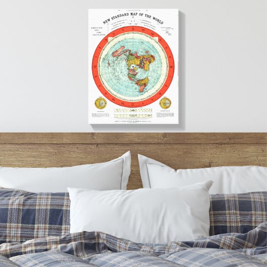 Nieuwe standaardkaart van de wereldvlakte canvas afdruk (Insitu (Slaapkamer))