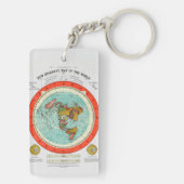 Nieuwe standaardkaart van de wereldvlakte sleutelhanger (achterkant)