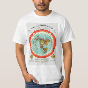 Nieuwe standaardkaart van de wereldvlakte t-shirt