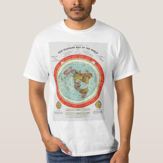 Nieuwe standaardkaart van de wereldvlakte t-shirt (Voorkant)