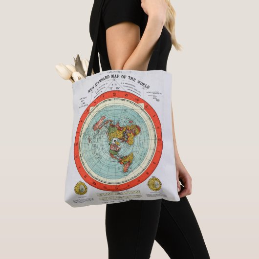 Nieuwe standaardkaart van de wereldvlakte tote bag (Dichtbij)