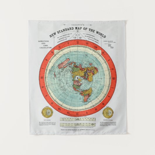 Nieuwe standaardkaart van de wereldvlakte wandkleed (Voorkant)