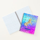 Nieuwe start gouden eenhoorn Glitter monogram groo Notitieboek (Binnen)