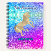 Nieuwe start gouden eenhoorn Glitter monogram groo Notitieboek (Voorkant)