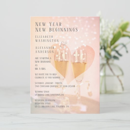 Nieuwe start/Nieuwjaars Thema/ Trouwuitnodiging Kaart (Staand voorkant)