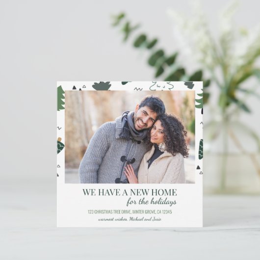 Nieuwe startfoto met kerstboom aankondiging (Staand voorkant)