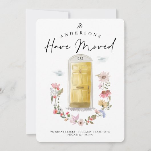 Nieuwe startgeel Waterverf Wilde bloem Aankondiging (Voorkant)