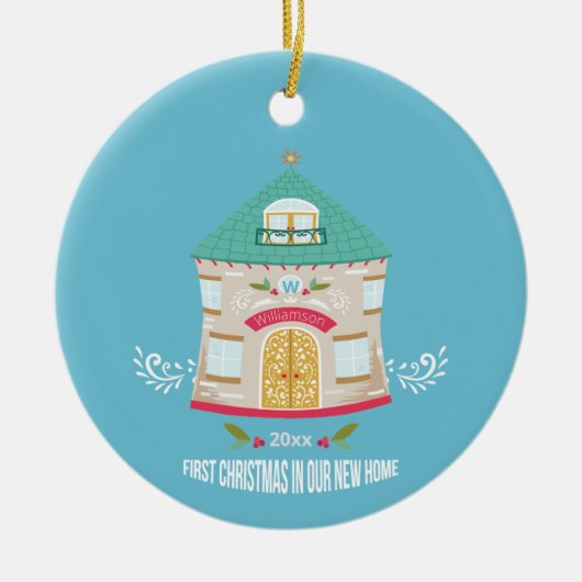 Nieuwe startkerst keramisch ornament (Voorkant)