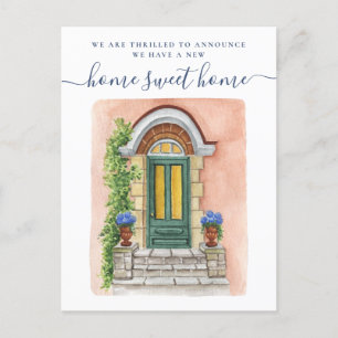 Nieuwe startkondiging voor startdeur (Home Sweet) Briefkaart