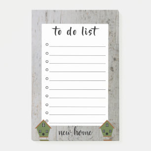 Nieuwe startpunt voor driftwood-vogelhuis om lijst post-it® notes