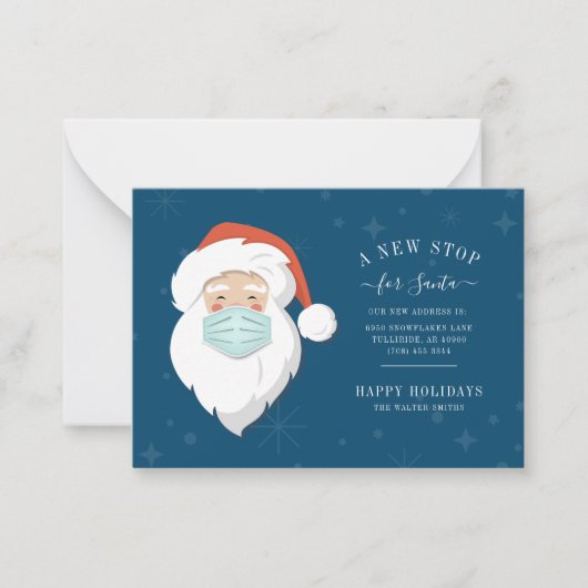 Nieuwe stop voor Kerstman We zijn verhuisd Kerstve Notitiekaartje (Voorkant)