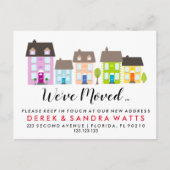 Nieuwe straat kleurrijke huizen bedrijfsadres aankondigingskaart (Voorkant)