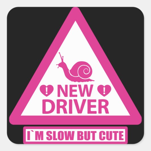 Nieuwe Student Driver Waarschuwingsbord Roze Vierkante Sticker (Voorkant)