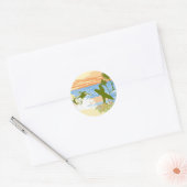 Nieuwe  Surfer Hawaii Beach Girl Boy Ronde Sticker (Envelop)