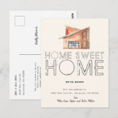 Nieuwe Sweet Home Typography Bewegende Aankondigin Briefkaart (Voorkant / Achterkant)