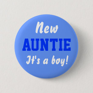 Nieuwe Tante Boy baby-knop Ronde Button 5,7 Cm