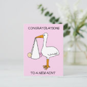 Nieuwe tante feliciteert een meisje briefkaart (Staand voorkant)