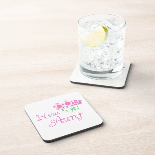 Nieuwe Tante Roze Bloemen T-shirts en geschenken Drankjes Onderzetter (Rechterzijde)