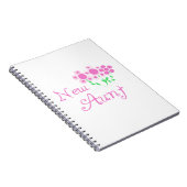 Nieuwe Tante Roze Bloemen T-shirts en geschenken Notitieboek (Rechterzijde)