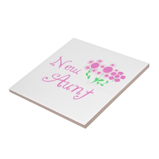 Nieuwe Tante Roze Bloemen T-shirts en geschenken Tegeltje (Zijkant)