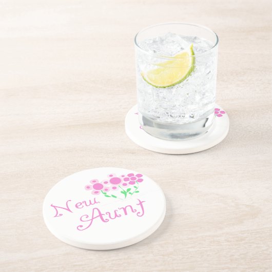 Nieuwe Tante Roze Bloemen T-shirts en geschenken Zandsteen Onderzetter (Zijkant)
