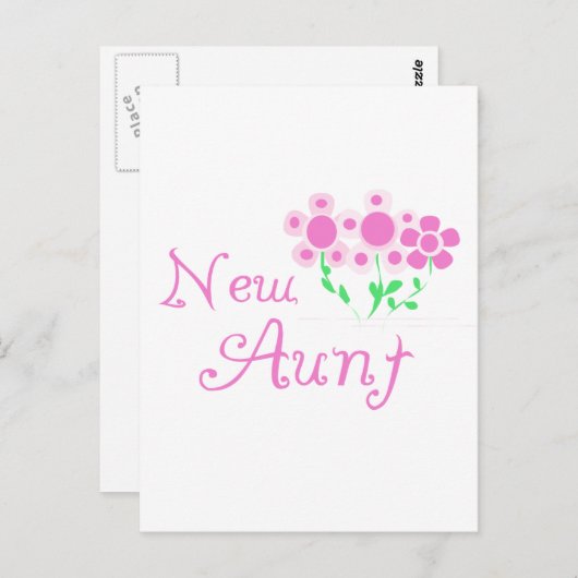 Nieuwe Tante Roze Bloemen Tshirts en Geschenken Briefkaart (Voorkant / Achterkant)