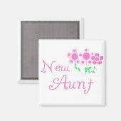 Nieuwe Tante Roze Bloemen Tshirts en Geschenken Magneet (Voorkant / Achterkant)
