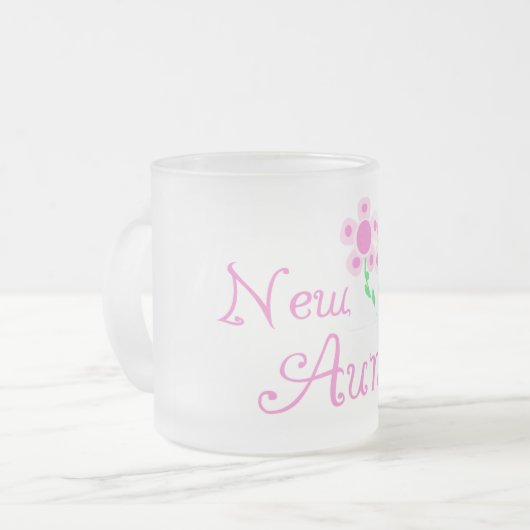 Nieuwe Tante Roze Bloemen Tshirts en Geschenken Matglas Koffiemok (Voorkant links)