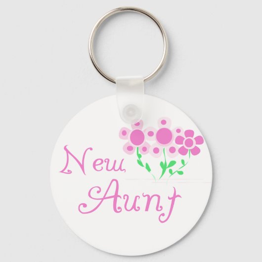 Nieuwe Tante Roze Bloemen Tshirts en Geschenken Sleutelhanger (Voorkant)