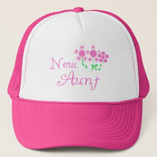 Nieuwe Tante Roze Bloemen Tshirts en Geschenken Trucker Pet (Voorkant)