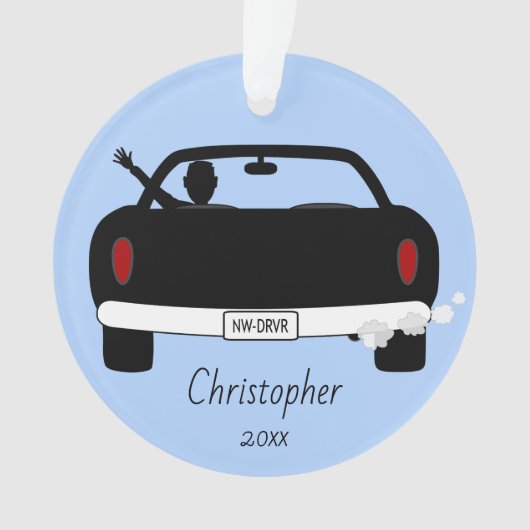 Nieuwe Teen Driver Guy Ornament (voorkant)