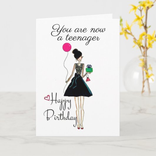 NIEUWE TEEN "HAPPY 13th BIRTHDAY" Kaart (Gele Bloem)