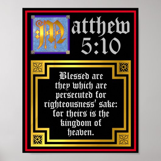 Nieuwe Testament Matthew 5 10 Beatitudes citaat Poster (Voorkant)
