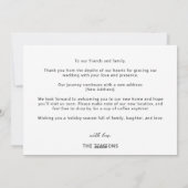 Nieuwe Thuis Blij Huwelijk Vakantie Verhuisbericht Feestdagenkaart (Achterkant)