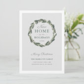 Nieuwe Thuis Elegant Neutral Grey Green Pine Wreat Feestdagenkaart (Staand voorkant)