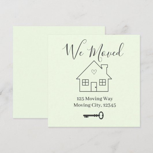 Nieuwe thuis en sleutel verhuisbericht aankondiging (Voorkant / Achterkant)